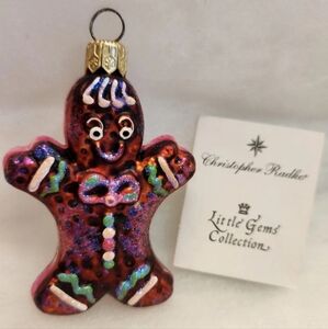 Christopher Radko SPICY FOLKS Glass Gingerbread Handpainted Gem Ornament w/Tag